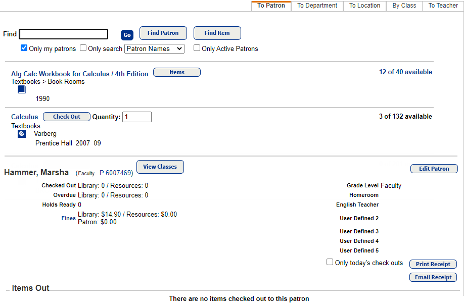 Check out one or a specified quanitity of digital resources.